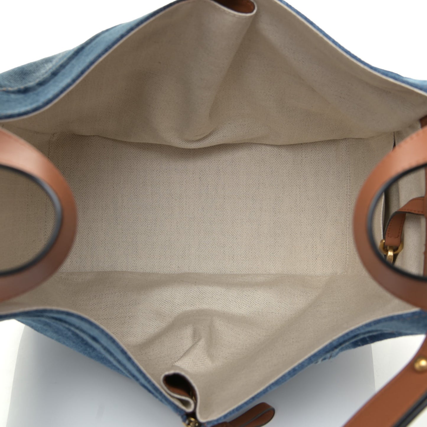 Calfskin Denim Medium Hammock Shoulder Bag Multitone Tan