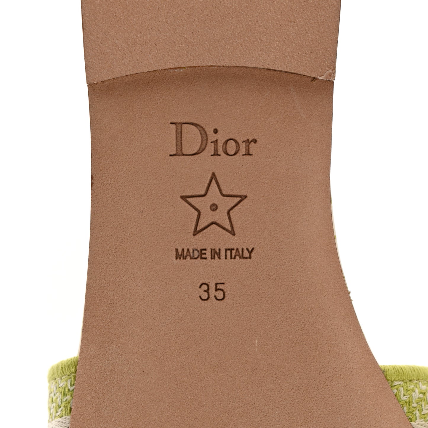 Canvas Check'N'Dior Pop Embroidered Dway Flat Slide Sandals 35 Chartreuse