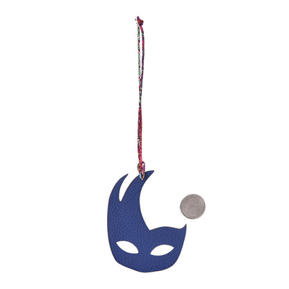 Hermes Togo Epsom Petit H Mask Bag Charm Bleu Electrique Lime 2 of 4