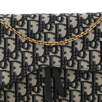 Christian Dior Oblique Saddle Chain Pouch Blue 7 of 12