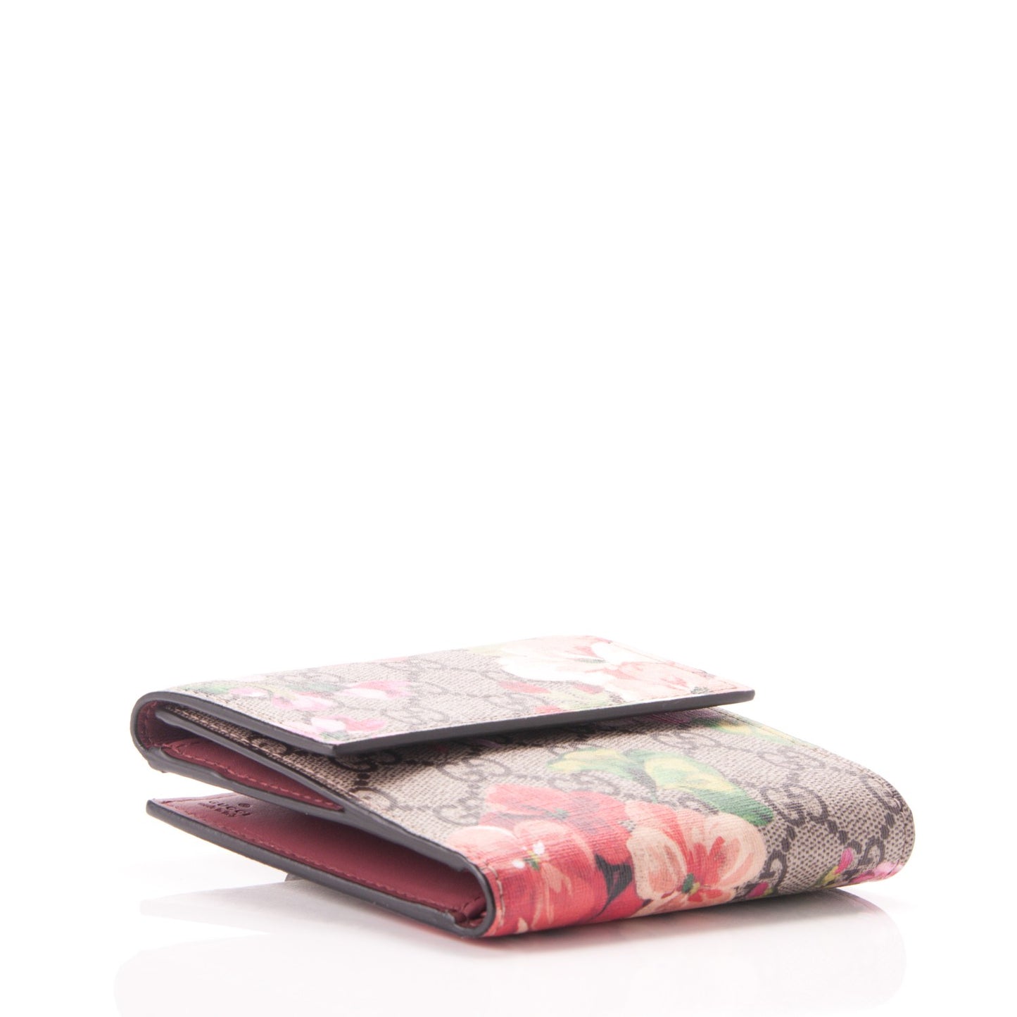 GG Supreme Monogram Blooms French Flap Wallet Beige Multicolor Dry Rose