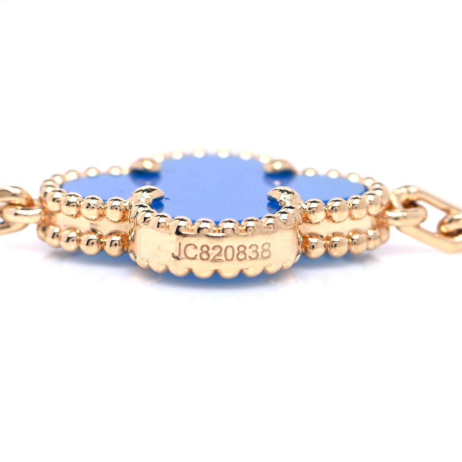 Van Cleef & Arpels 18K Yellow Gold Blue Agate 5 Motifs Vintage Alhambra Bracelet 9 of 16