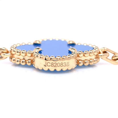 Van Cleef & Arpels 18K Yellow Gold Blue Agate 5 Motifs Vintage Alhambra Bracelet 9 of 16