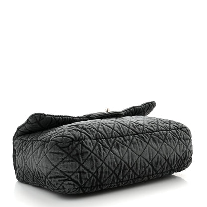 Chanel Denim Quilted Denimpression Flap Grey Black 4 of 10