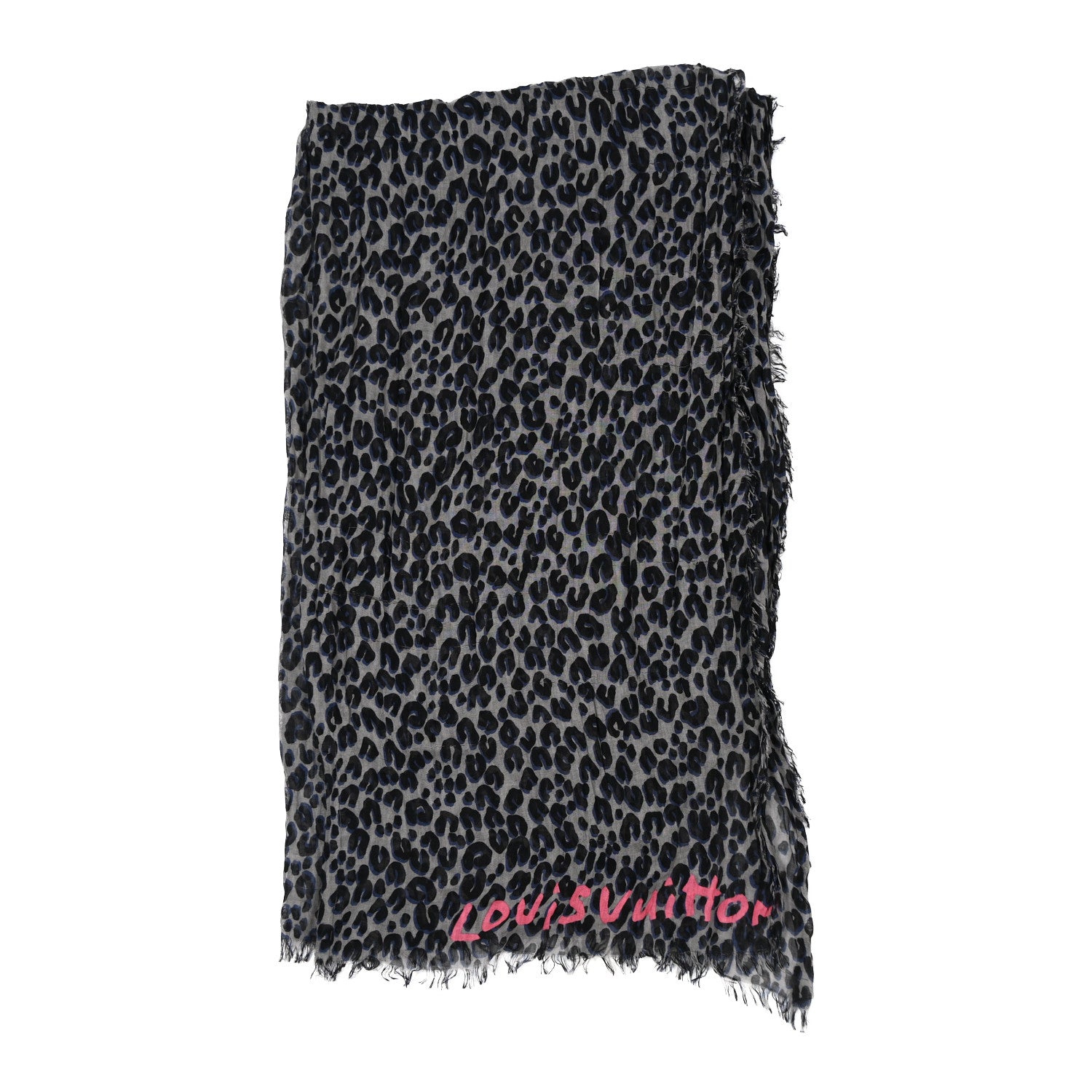 Louis Vuitton Cashmere Silk Leopard Etole Stole Gris Marine 2 of 6