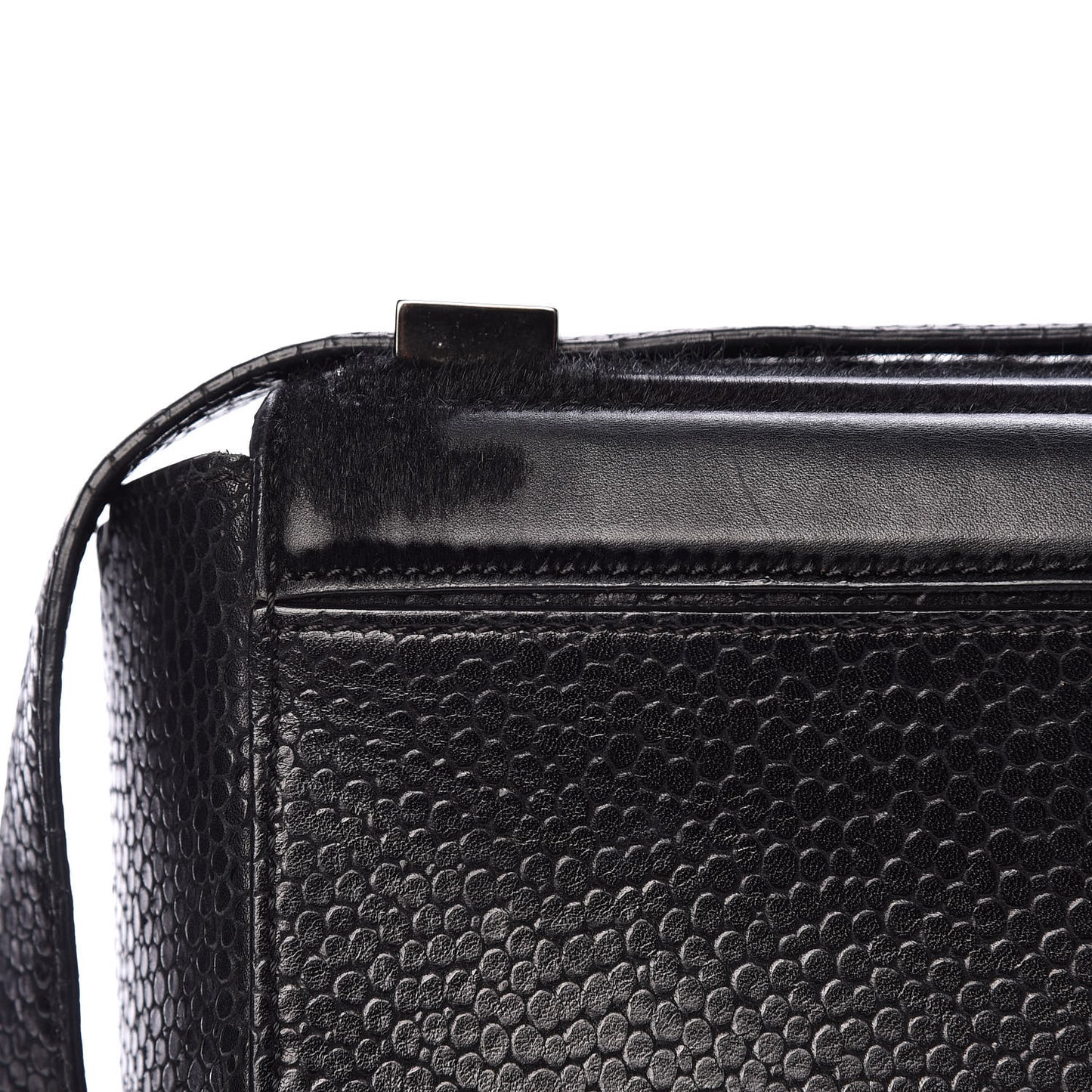 Calf Hair Calfskin Medium Pandora Box Crossbody Bag Black