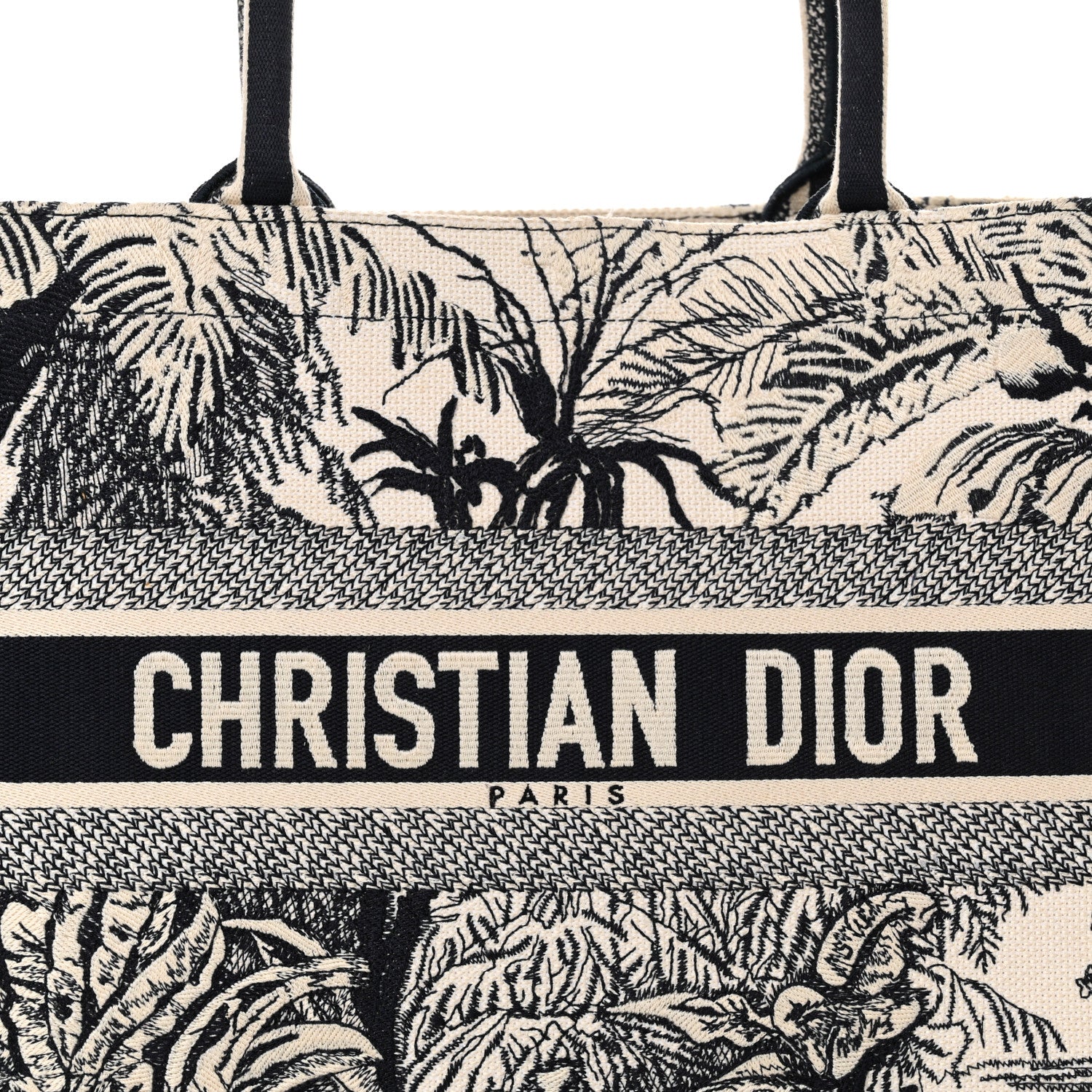 Christian Dior Canvas Embroidered Medium Palms Toile De Jouy Book Tote Blue 8 of 17