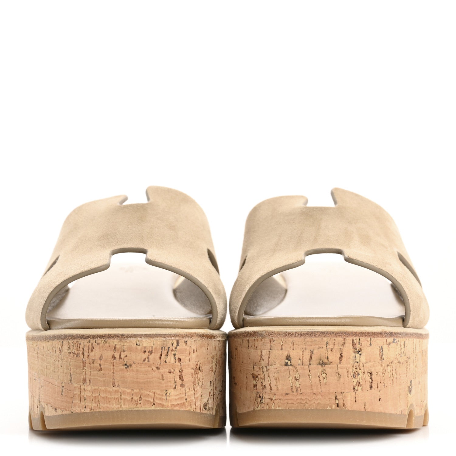 Hermes Suede Goatskin Cork Eze 30 Sandals 39 Beige Argile 3 of 11