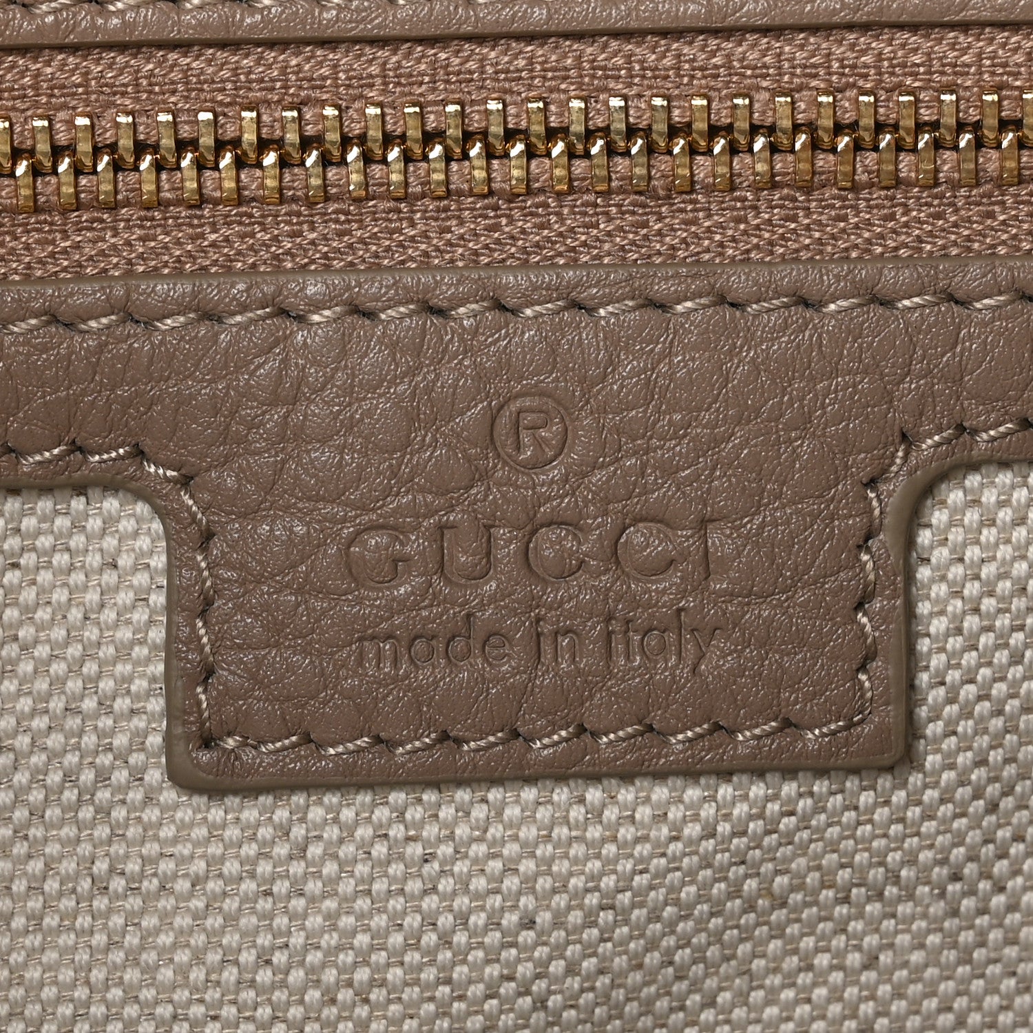 Gucci GG Grainy Calfskin Emblem Large Half Moon Shoulder Bag Taupe 6 of 10