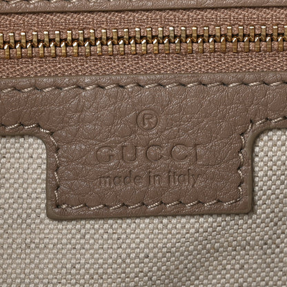 Gucci GG Grainy Calfskin Emblem Large Half Moon Shoulder Bag Taupe 6 of 10