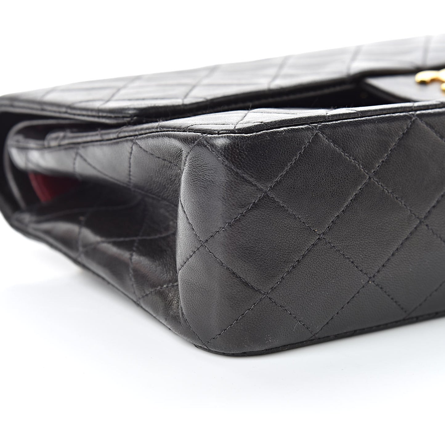 Lambskin Quilted Medium Double Flap Black