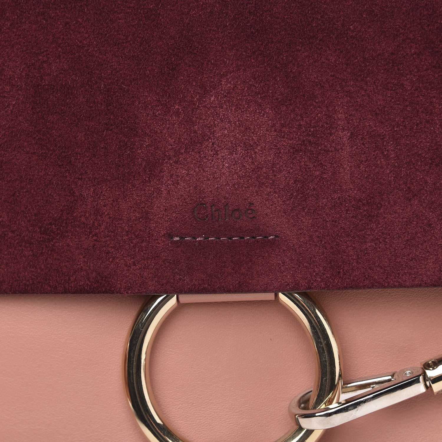 Chloe Calfskin Suede Medium Faye Shoulder Bag Misty Rose Dark Purple 6 of 9