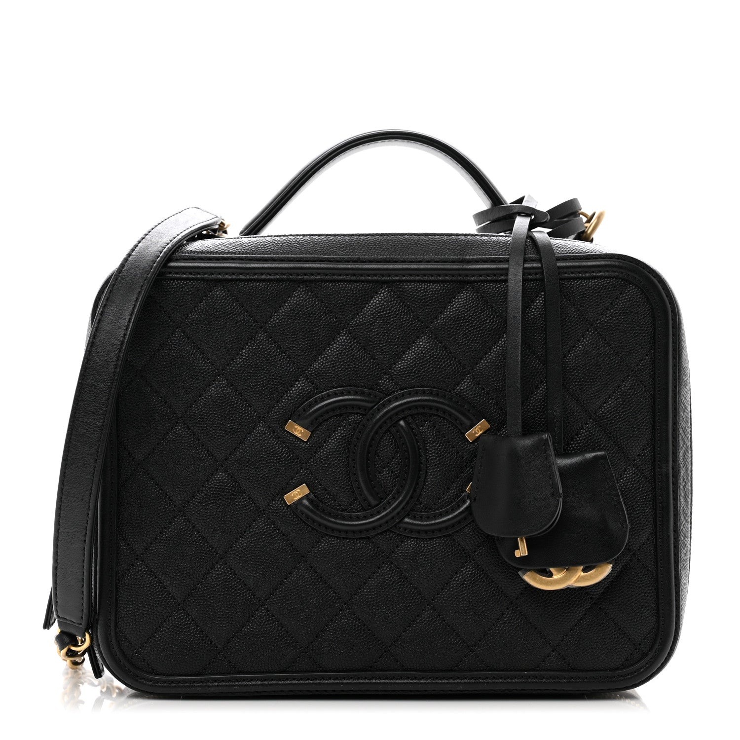 Chanel Caviar Quilted Large CC Filigree Vanity Case Black 1 of 12