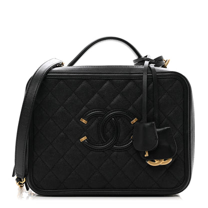 Chanel Caviar Quilted Large CC Filigree Vanity Case Black 1 of 12