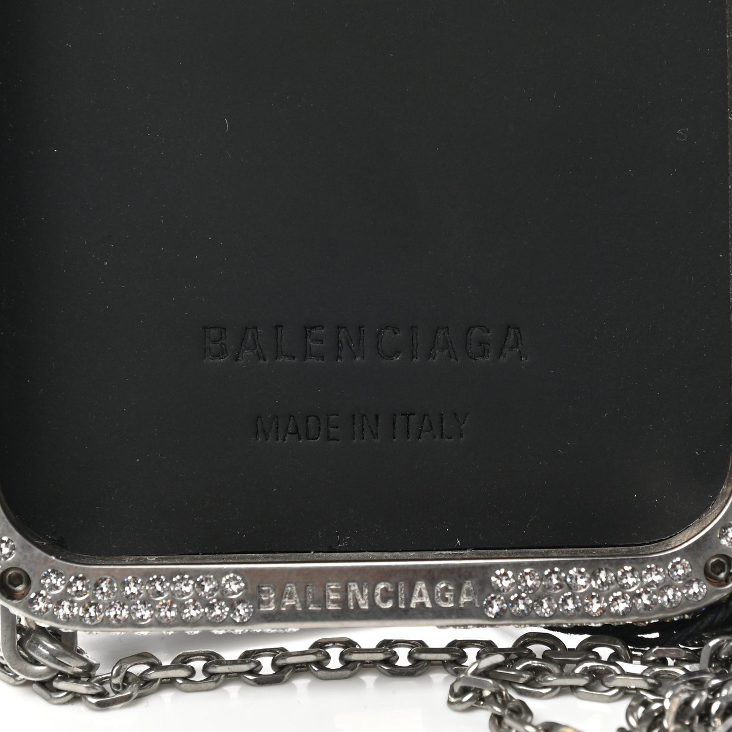 Brass Rhinestone Encrusted Glam Phone Case Silver