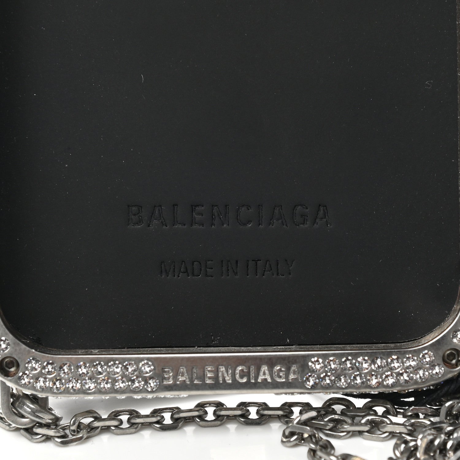 Balenciaga Brass Rhinestone Encrusted Glam Phone Case Silver 6 of 6