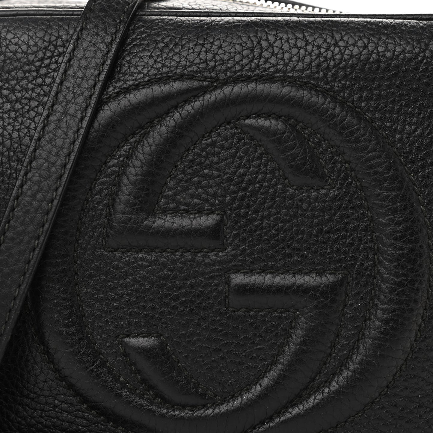 Pebbled Calfskin Small Soho Disco Bag Black
