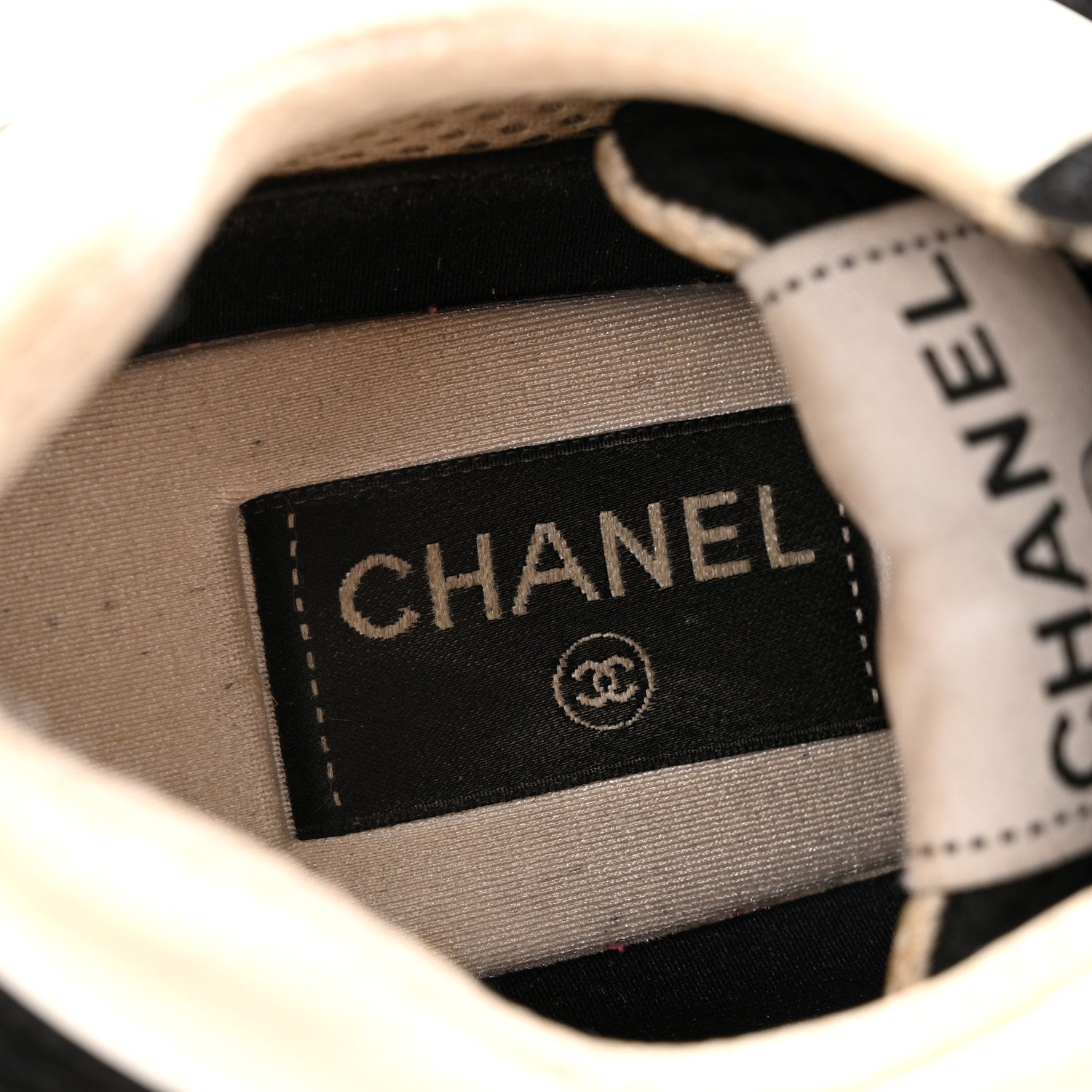 Chanel Mesh Suede Grained Calfskin Womens CC Sneakers 41 Black White 7 of 14