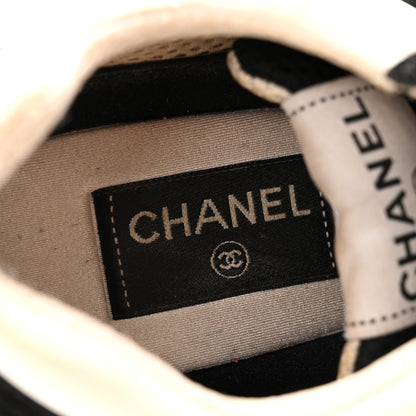 Chanel Mesh Suede Grained Calfskin Womens CC Sneakers 41 Black White 7 of 14