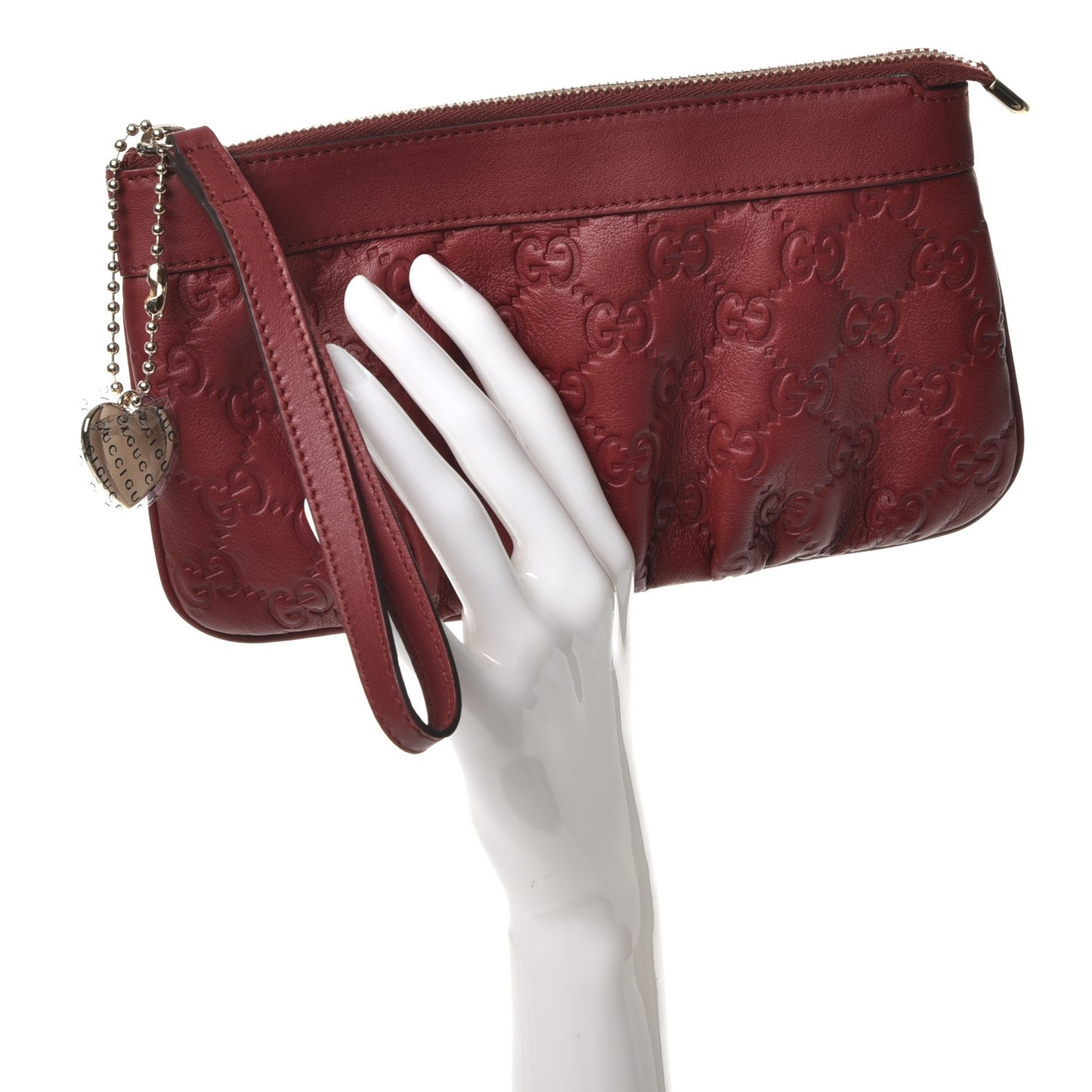 Guccissima Heart Wristlet Bordeaux