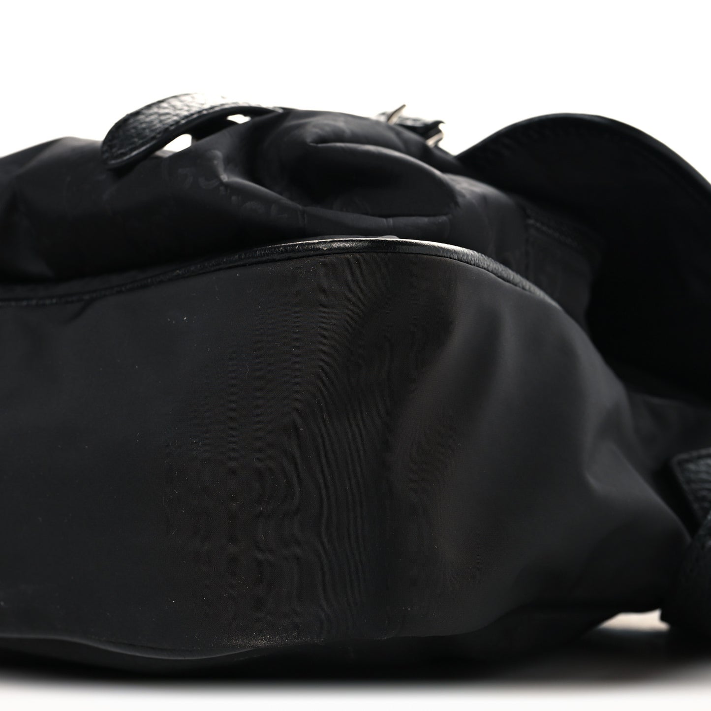 Nylon Monogram Double Buckle Flap Messenger Bag Black