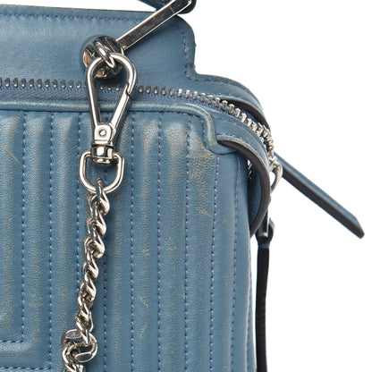 Fendi Shiny Nappa Trapuntata Small DotCom Click Top Handle Chain Satchel Blue 12 of 14