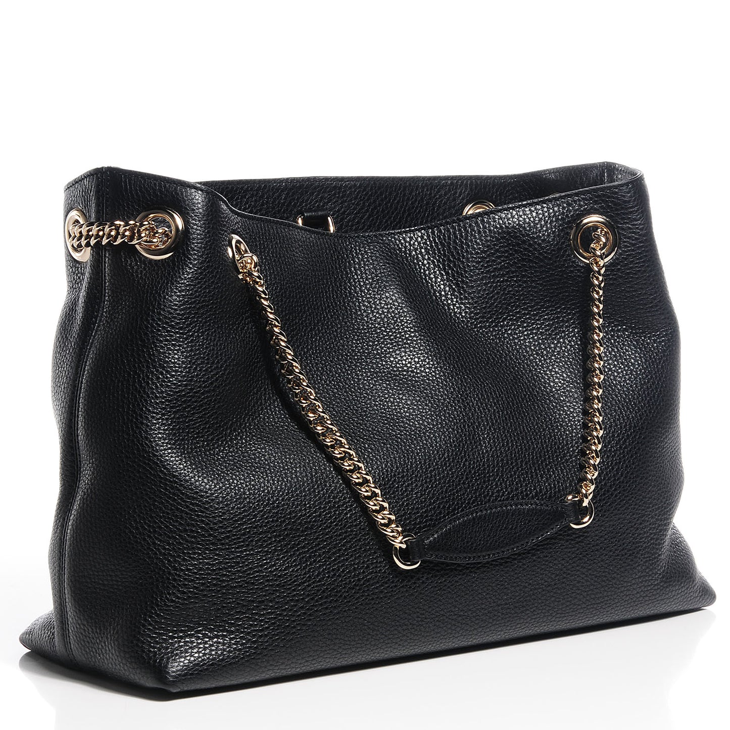 Pebbled Calfskin Medium Soho Chain Shoulder Bag Black