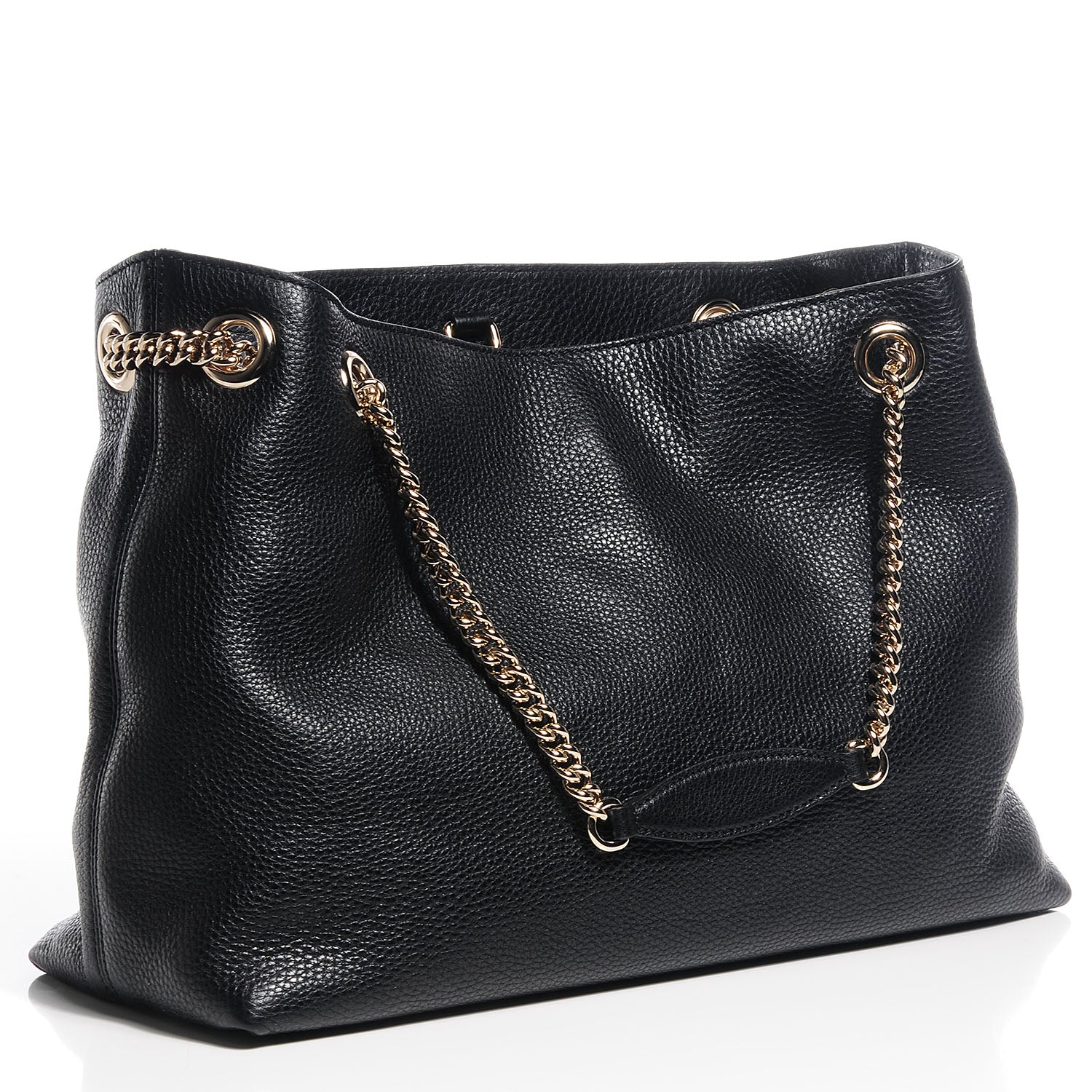 Gucci Pebbled Calfskin Medium Soho Chain Shoulder Bag Black 3 of 9