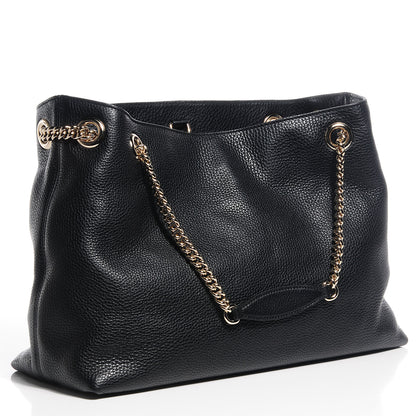 Gucci Pebbled Calfskin Medium Soho Chain Shoulder Bag Black 3 of 9