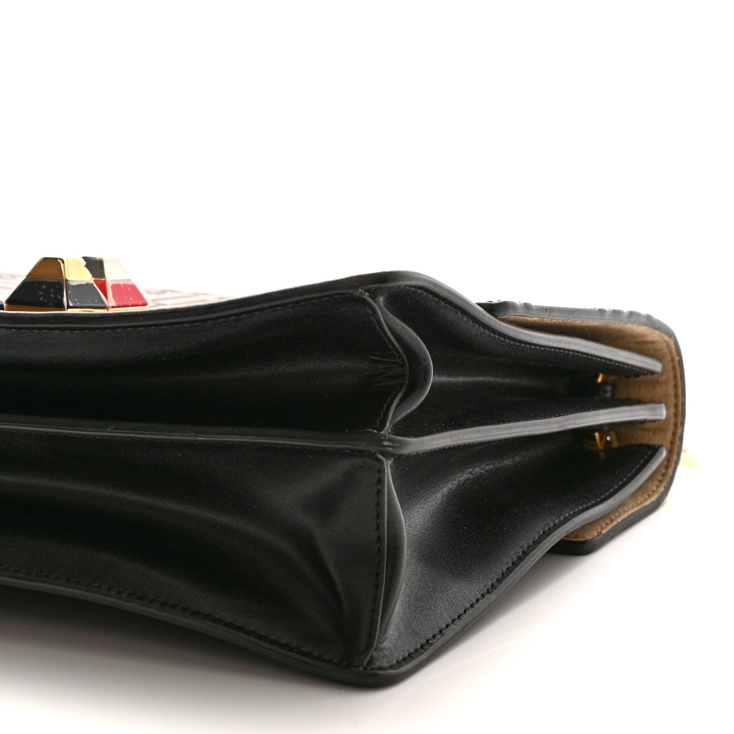 Vitello Liberty Bi-Color FF 1974 Embossed Kan I Shoulder Bag Black Maya