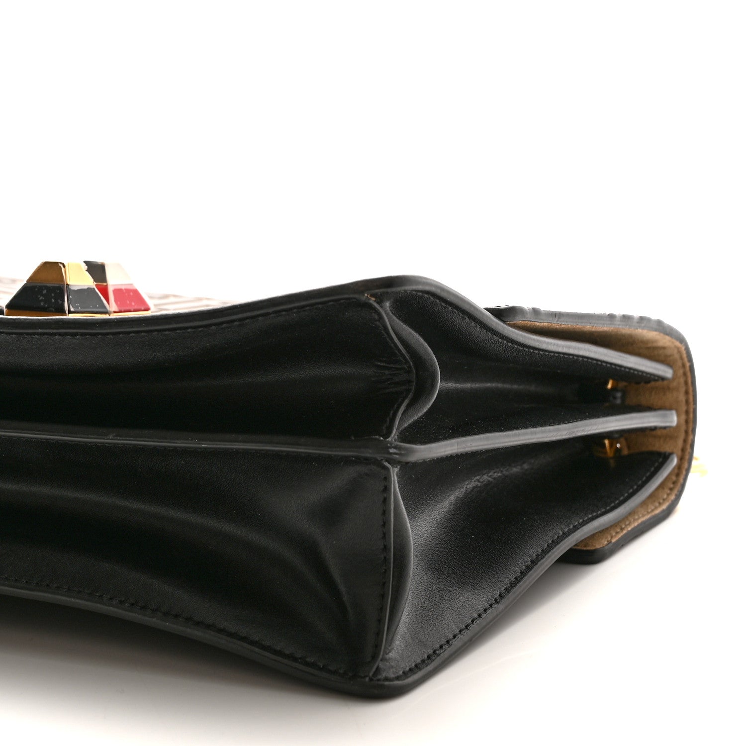 Fendi Vitello Liberty Bi-Color FF 1974 Embossed Kan I Shoulder Bag Black Maya 11 of 13