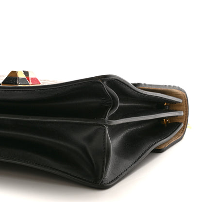 Fendi Vitello Liberty Bi-Color FF 1974 Embossed Kan I Shoulder Bag Black Maya 11 of 13