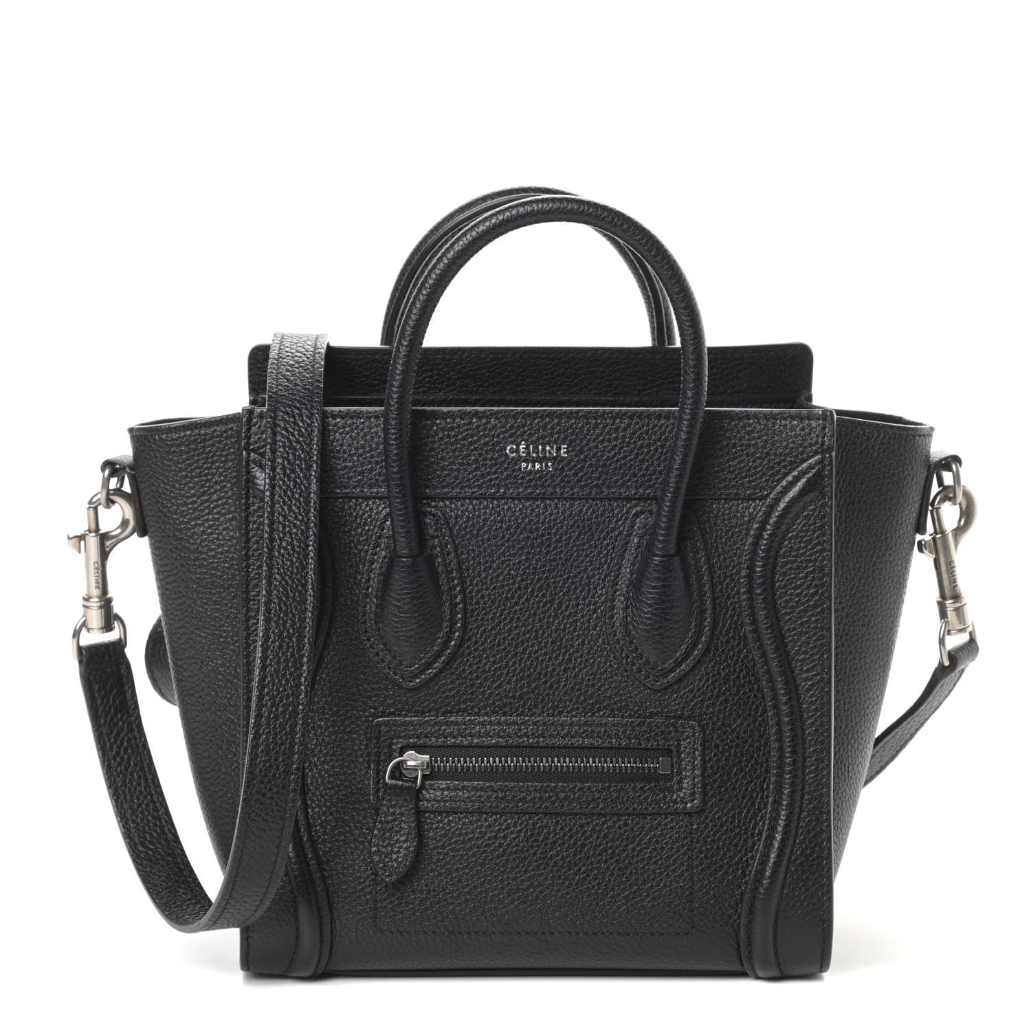 Celine Drummed Calfskin Nano Luggage Black 1 of 9