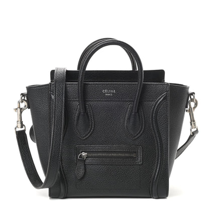 Celine Drummed Calfskin Nano Luggage Black 1 of 9