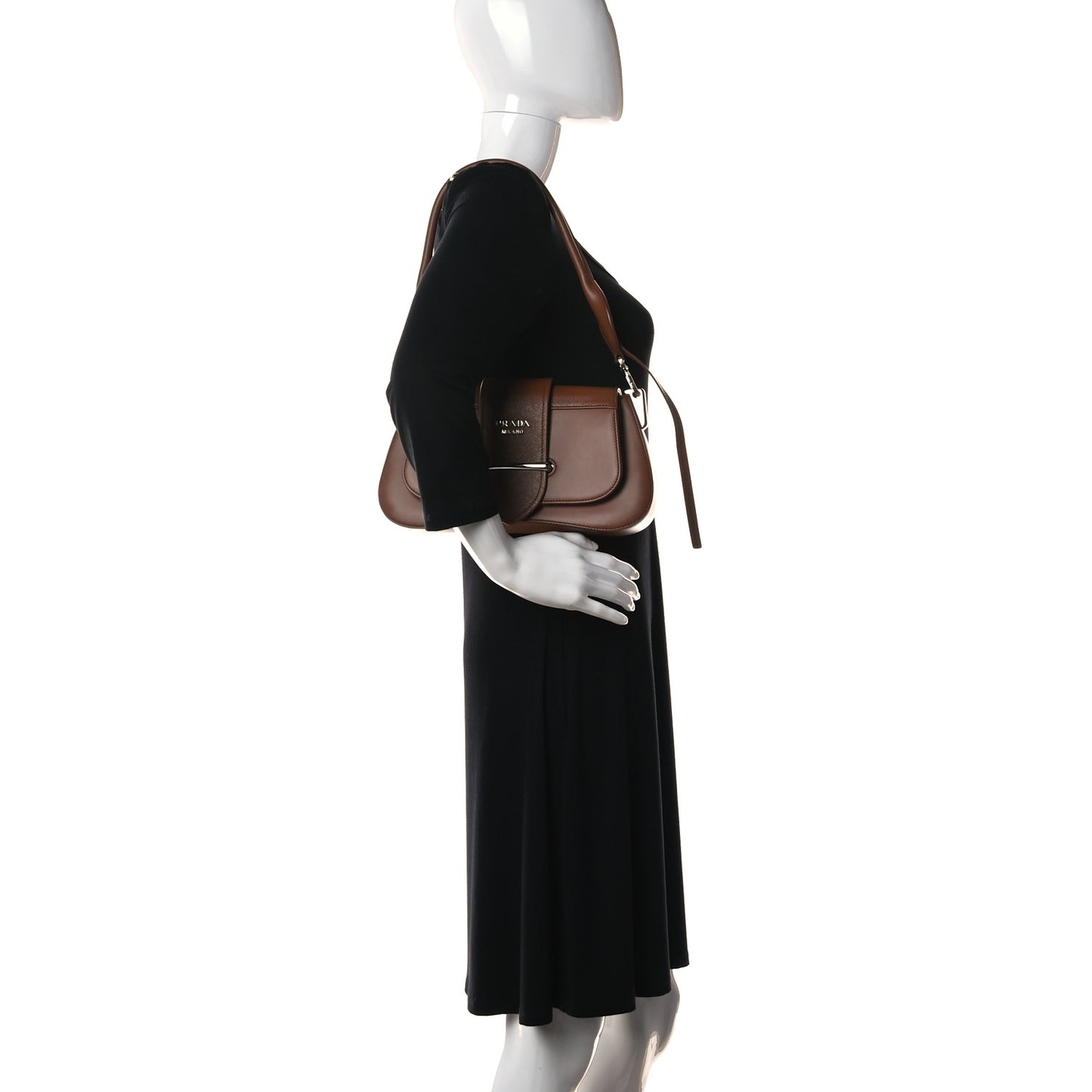 City Calfskin Saffiano Sidonie Shoulder Bag Cognac