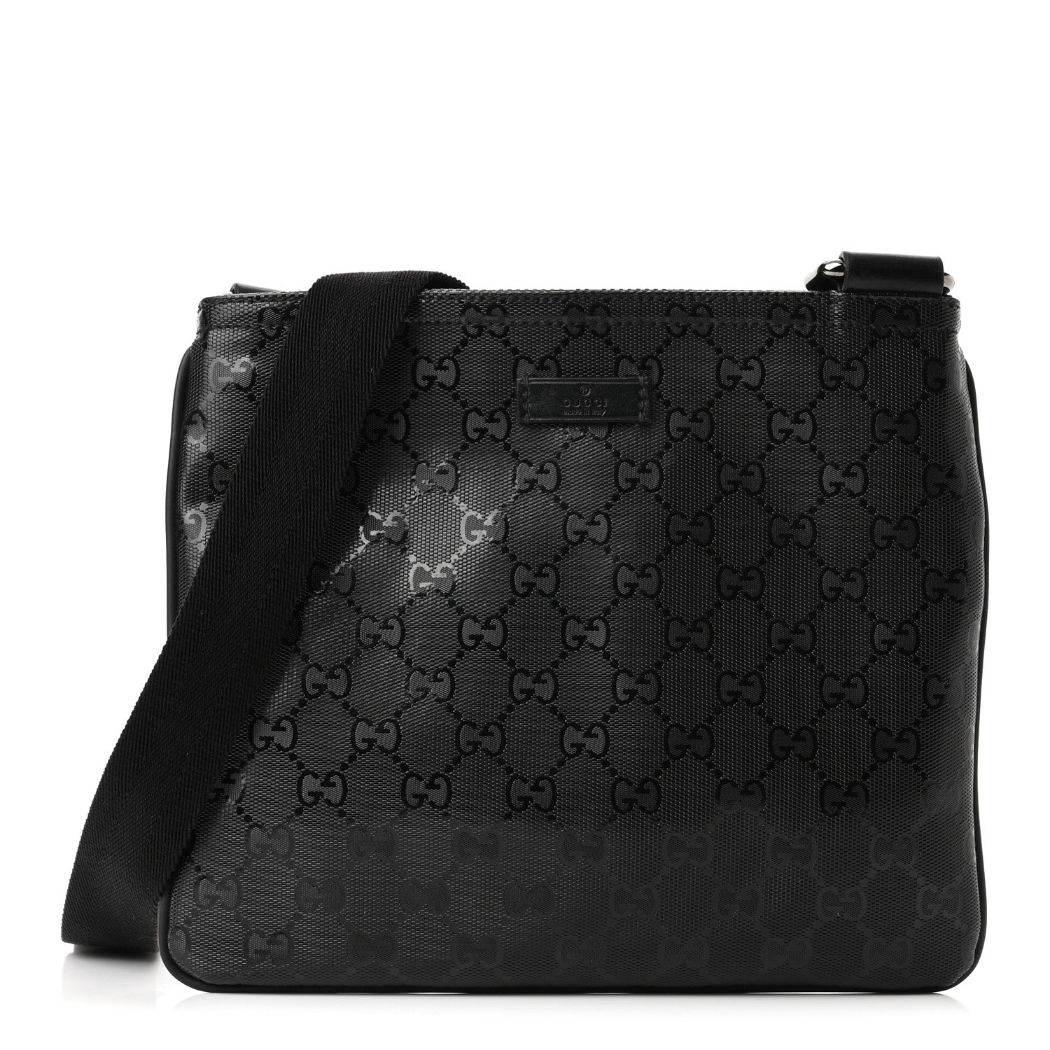 Gucci Imprime Monogram Small Flat Messenger Bag Black 1 of 9