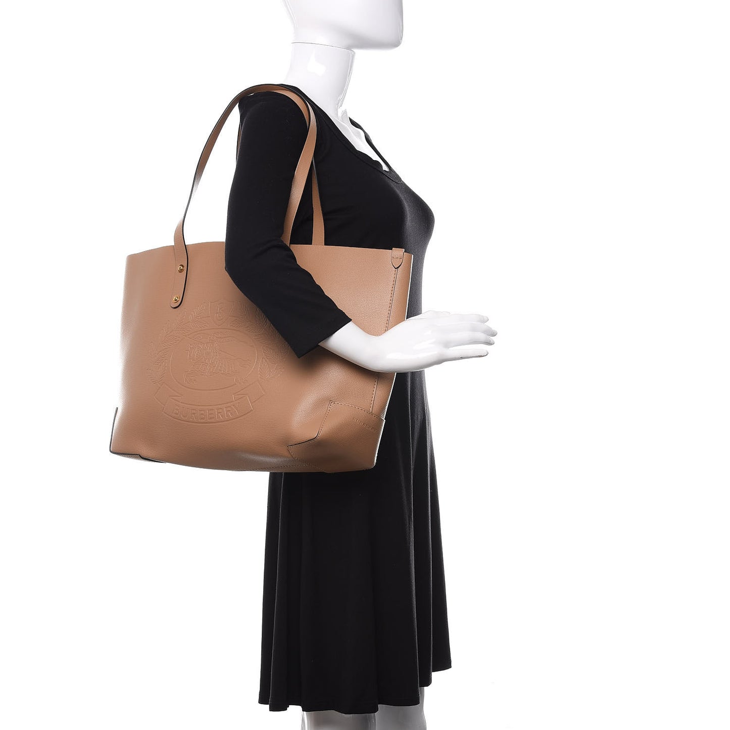 Calfskin Embossed Crest Medium Tote Camel