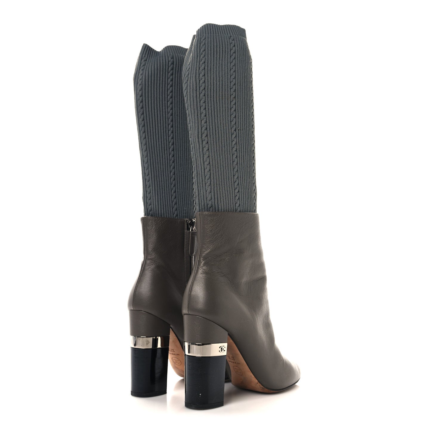 Kangaroo Knit CC Short Booties 37.5 Grey Black