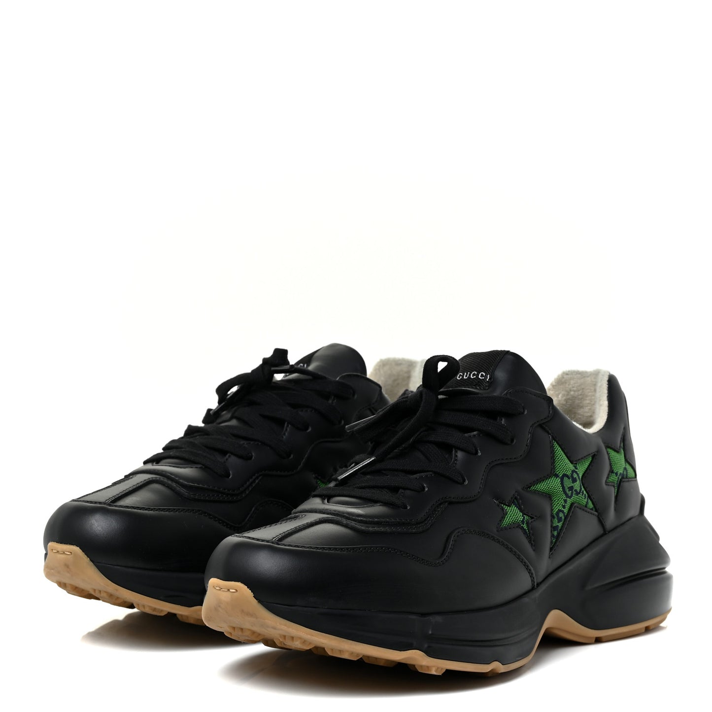 Demetra Monogram Multicolor Stars Inlay Mens Rhyton Sneakers 10.5 Black Green Blue Deep Orange