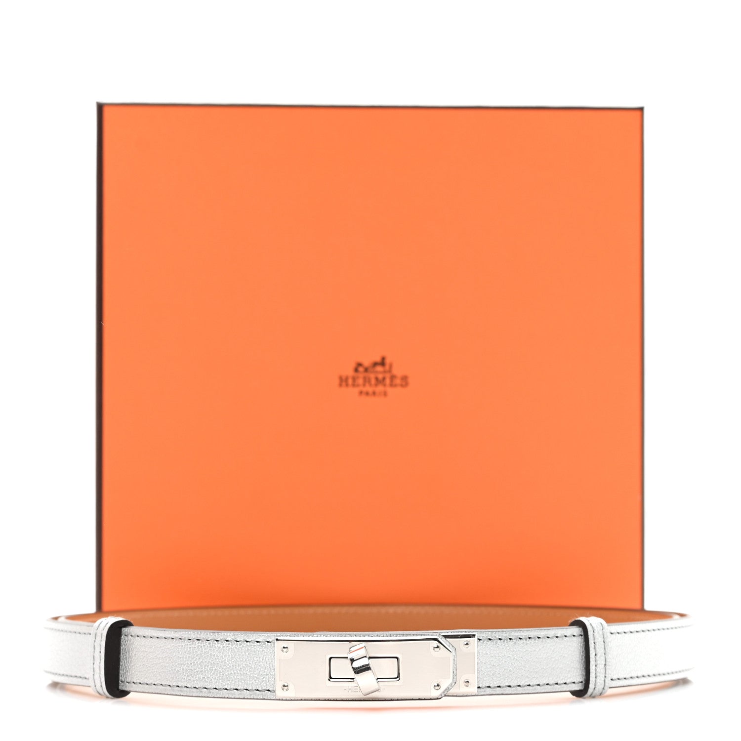 Hermes Metallic Chevre Chamkilight Kelly Belt Argent 4 of 4