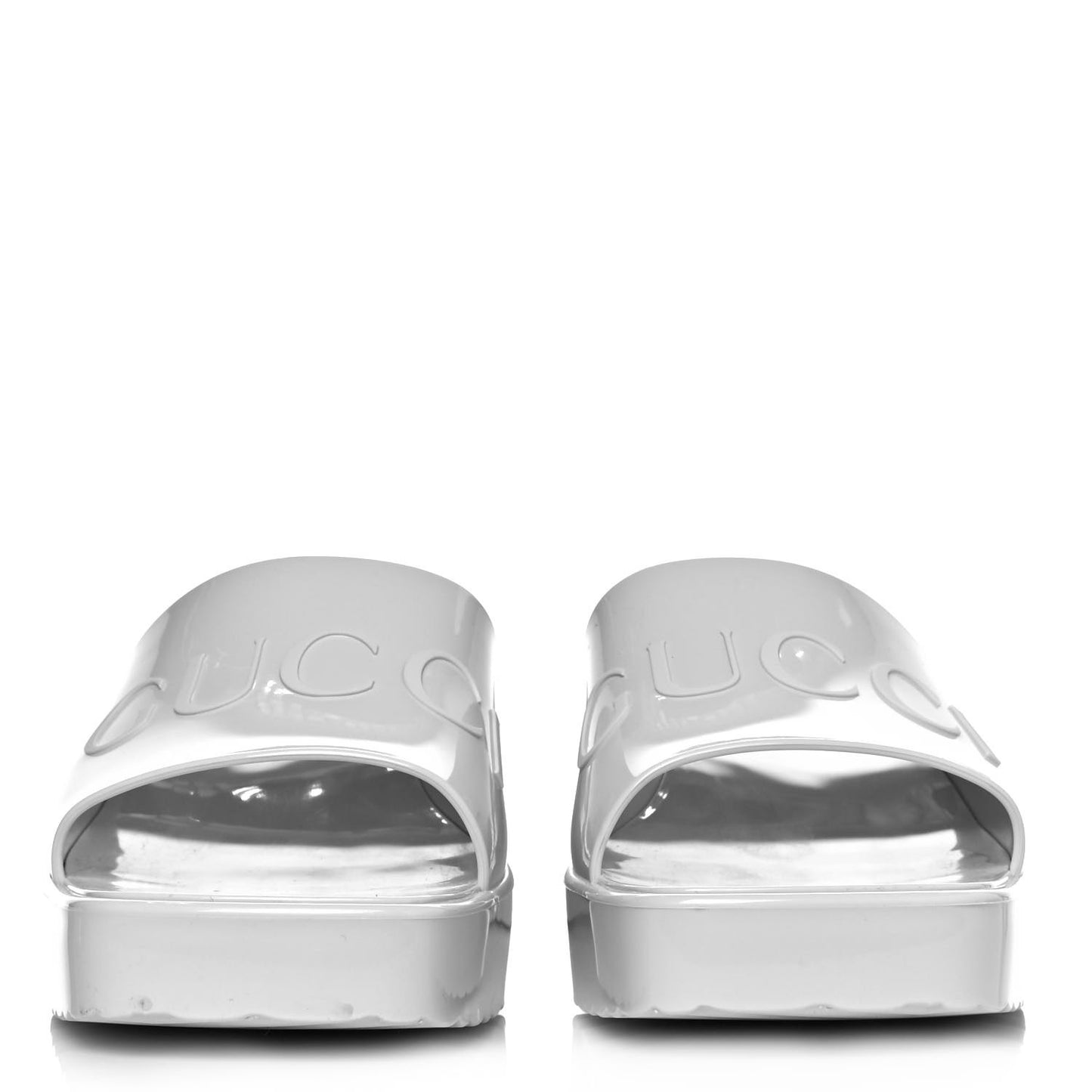 Rubber Gucci Logo Womens Platform 20/60mm Slide Sandals 41 Mystic White