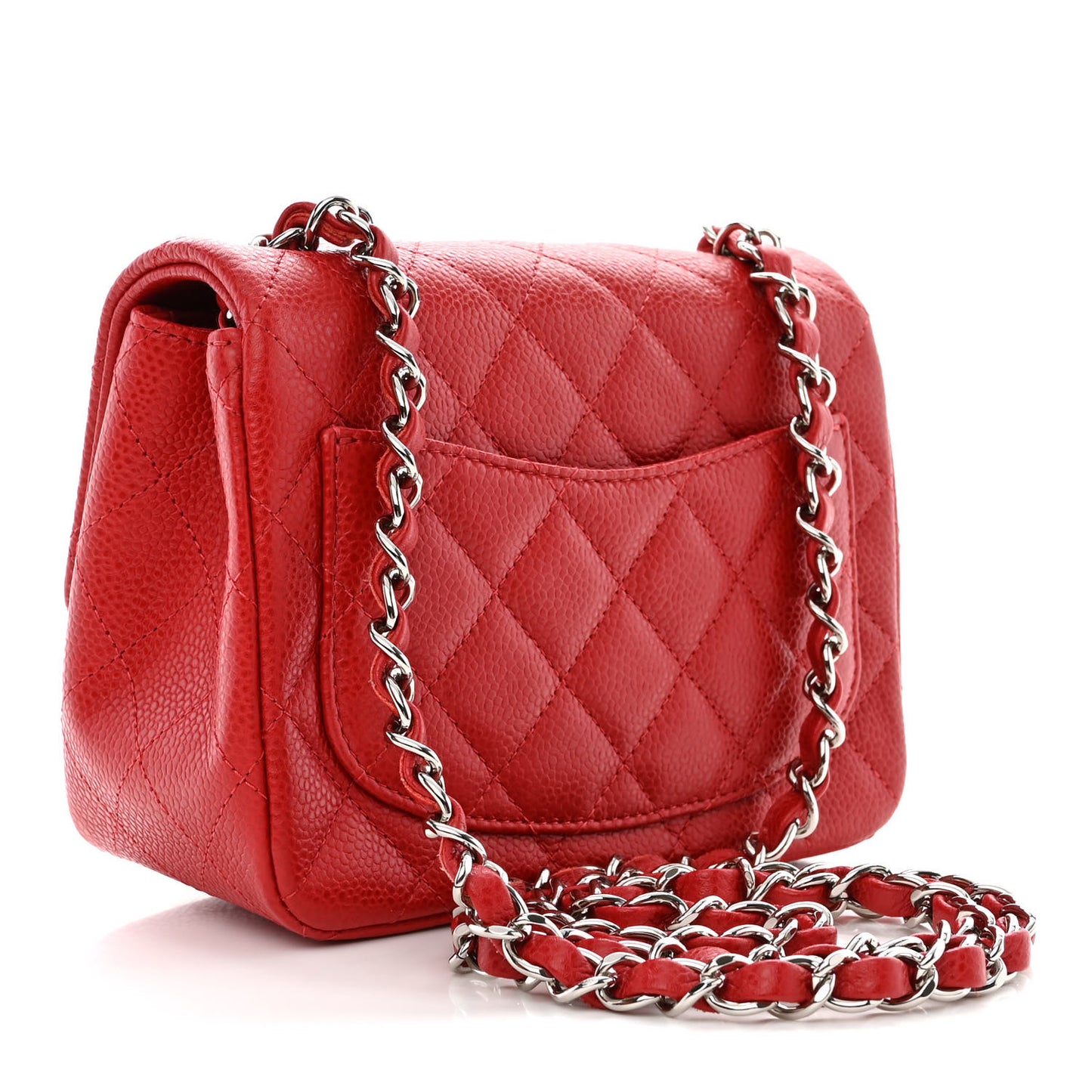 Caviar Quilted Mini Square Flap Red