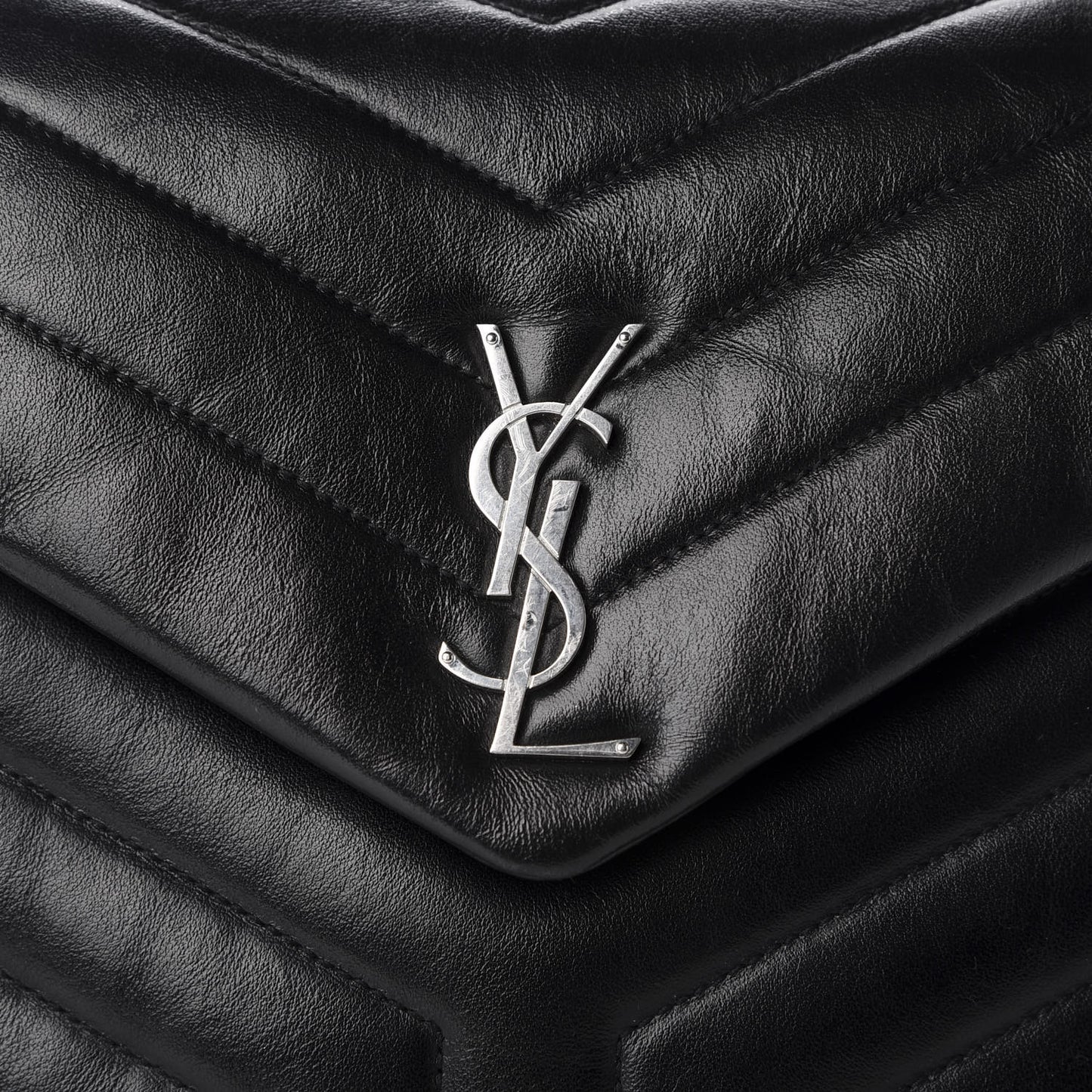 Calfskin Y Quilted Monogram Medium Loulou Chain Satchel Black