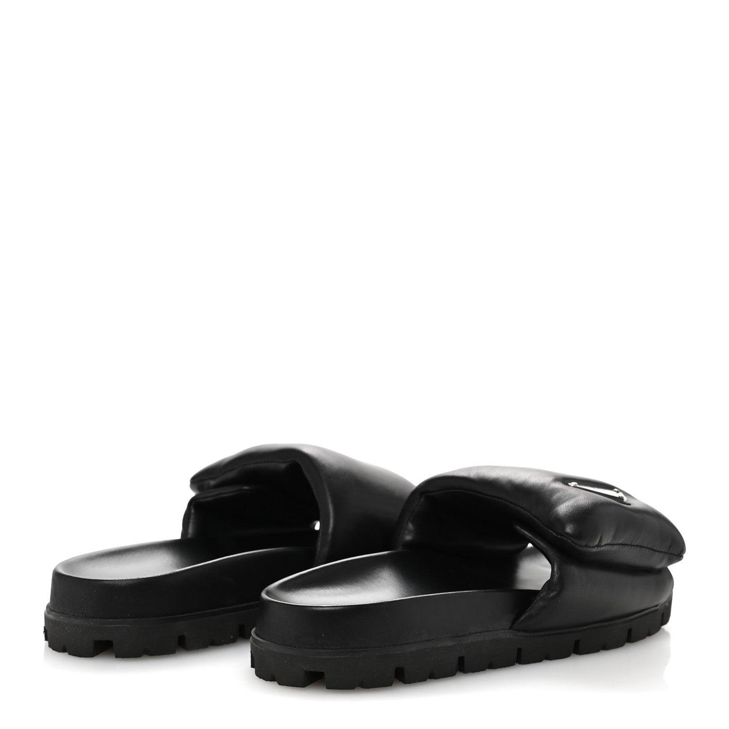 Prada Nappa Soft Padded Triangle Slide Sandals 36.5 Black 5 of 9