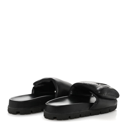 Prada Nappa Soft Padded Triangle Slide Sandals 36.5 Black 5 of 9