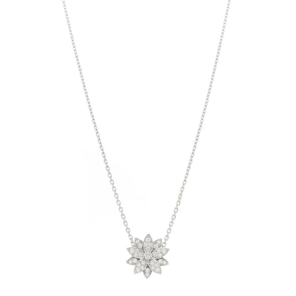 Van Cleef & Arpels 18K White Gold Diamond Small Lotus Pendant Necklace 1 of 6