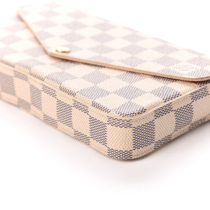 Louis Vuitton Damier Azur Pochette Felicie Chain Wallet Rose Ballerine 6 of 8