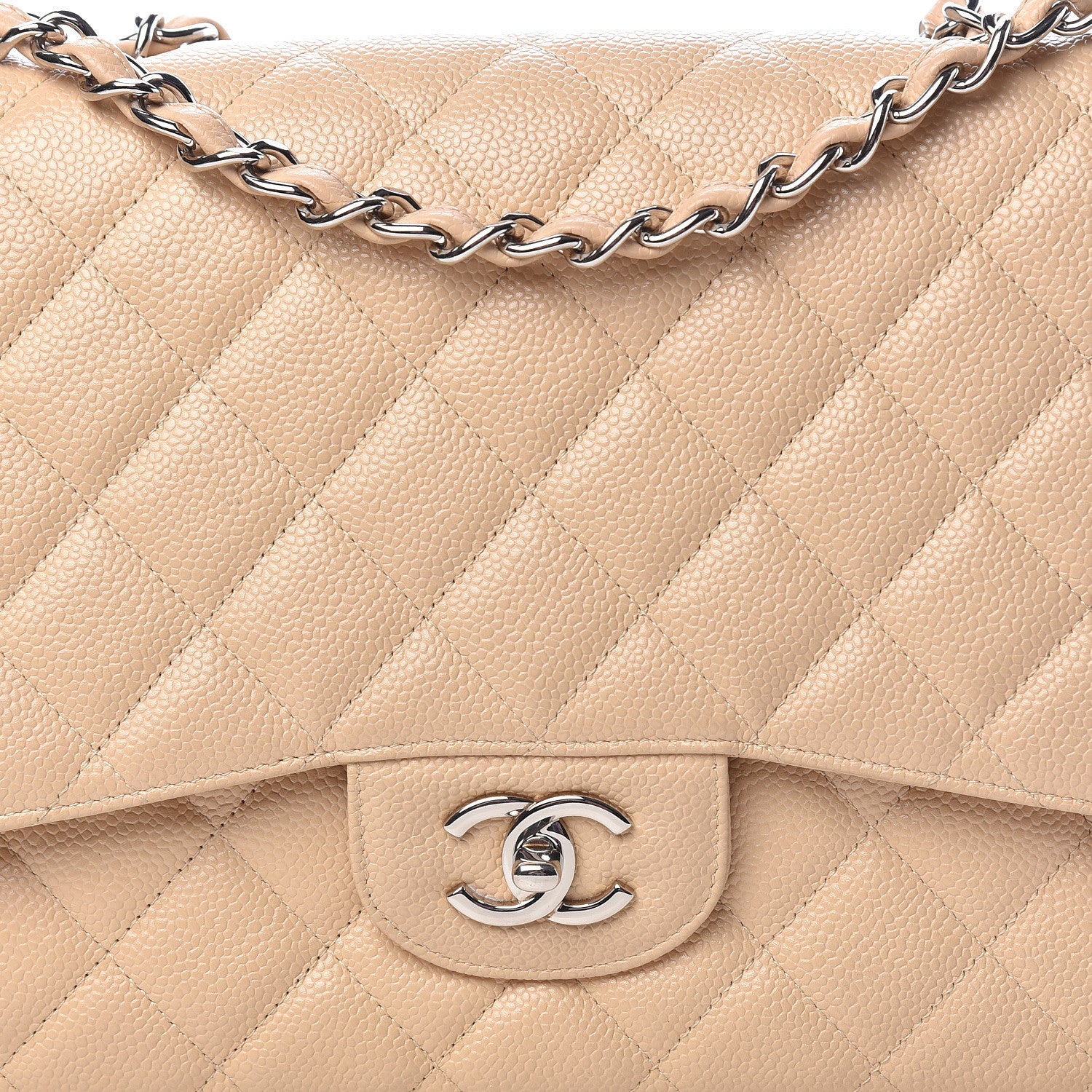 Chanel Caviar Quilted Jumbo Single Flap Beige Clair 14 of 15