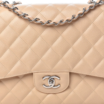 Chanel Caviar Quilted Jumbo Single Flap Beige Clair 14 of 15