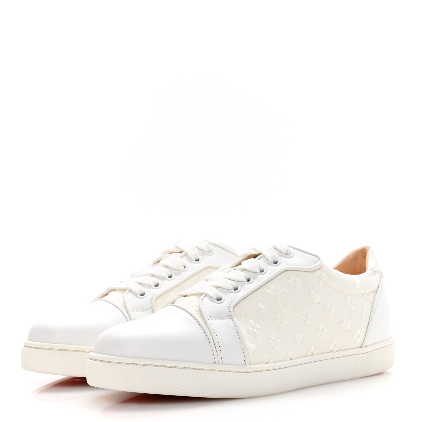 Calfskin Embroidered Womens Vieira Flat Sneakers 39.5 White